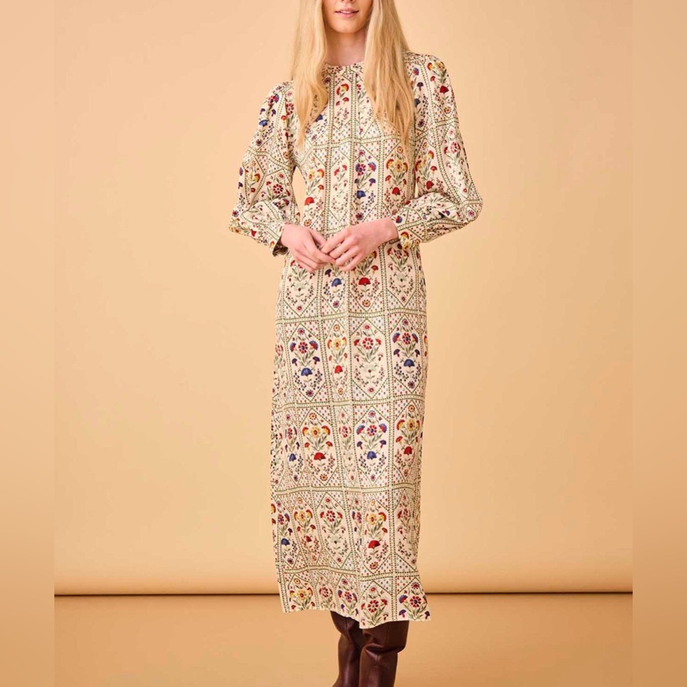 Hunter Bell Crosby Dress Cream Trellis XL NWT rare Originally $550 - Picture 2 of 5